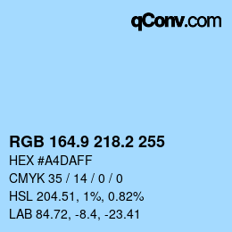 Color code: RGB 164.9 218.2 255 | qconv.com
