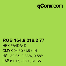 カラーコード: RGB 164.9 218.2 77 | qconv.com