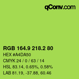 カラーコード: RGB 164.9 218.2 80 | qconv.com