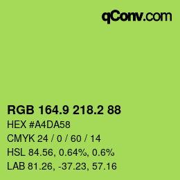 カラーコード: RGB 164.9 218.2 88 | qconv.com