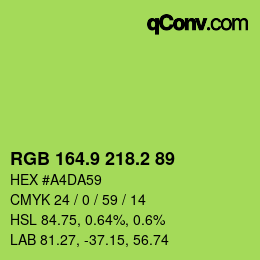カラーコード: RGB 164.9 218.2 89 | qconv.com