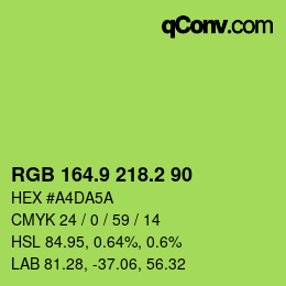カラーコード: RGB 164.9 218.2 90 | qconv.com