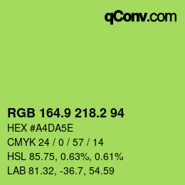 カラーコード: RGB 164.9 218.2 94 | qconv.com