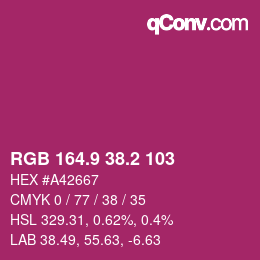 カラーコード: RGB 164.9 38.2 103 | qconv.com