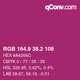 カラーコード: RGB 164.9 38.2 108 | qconv.com
