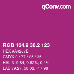 カラーコード: RGB 164.9 38.2 123 | qconv.com