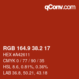 カラーコード: RGB 164.9 38.2 17 | qconv.com