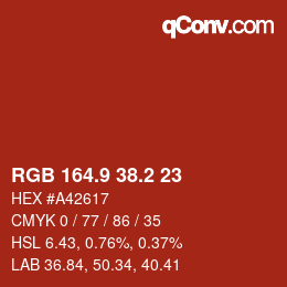 Color code: RGB 164.9 38.2 23 | qconv.com