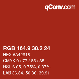 Color code: RGB 164.9 38.2 24 | qconv.com