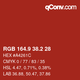 Color code: RGB 164.9 38.2 28 | qconv.com