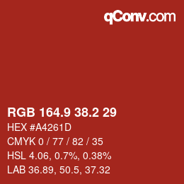 Color code: RGB 164.9 38.2 29 | qconv.com