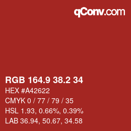 Color code: RGB 164.9 38.2 34 | qconv.com