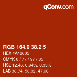 Color code: RGB 164.9 38.2 5 | qconv.com