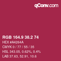 カラーコード: RGB 164.9 38.2 74 | qconv.com