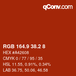 Color code: RGB 164.9 38.2 8 | qconv.com