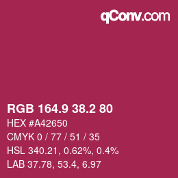 カラーコード: RGB 164.9 38.2 80 | qconv.com
