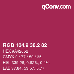 カラーコード: RGB 164.9 38.2 82 | qconv.com