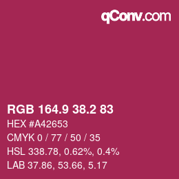 カラーコード: RGB 164.9 38.2 83 | qconv.com