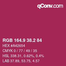 カラーコード: RGB 164.9 38.2 84 | qconv.com