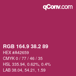 カラーコード: RGB 164.9 38.2 89 | qconv.com