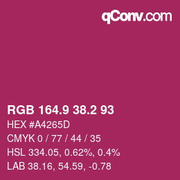 カラーコード: RGB 164.9 38.2 93 | qconv.com
