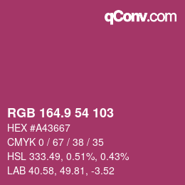 カラーコード: RGB 164.9 54 103 | qconv.com