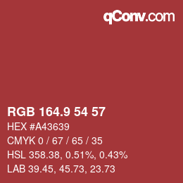 Color code: RGB 164.9 54 57 | qconv.com