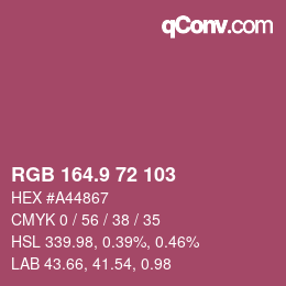 カラーコード: RGB 164.9 72 103 | qconv.com