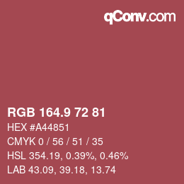 Color code: RGB 164.9 72 81 | qconv.com
