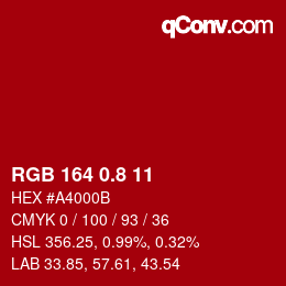 カラーコード: RGB 164 0.8 11 | qconv.com