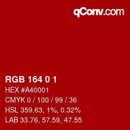 Color code: RGB 164 0 1 | qconv.com