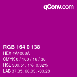 Color code: RGB 164 0 138 | qconv.com