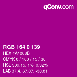 Color code: RGB 164 0 139 | qconv.com