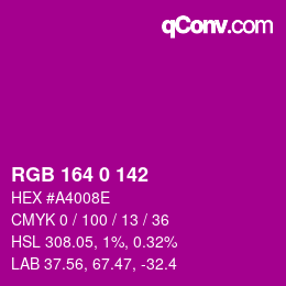 Color code: RGB 164 0 142 | qconv.com