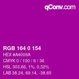 Color code: RGB 164 0 154 | qconv.com