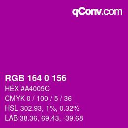 Color code: RGB 164 0 156 | qconv.com