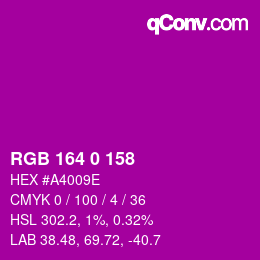 Color code: RGB 164 0 158 | qconv.com