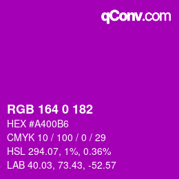 Color code: RGB 164 0 182 | qconv.com