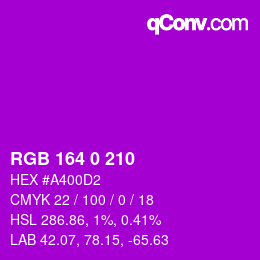 Color code: RGB 164 0 210 | qconv.com
