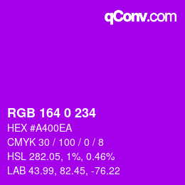 カラーコード: RGB 164 0 234 | qconv.com