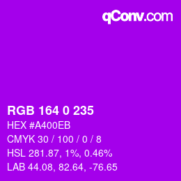 Color code: RGB 164 0 235 | qconv.com