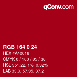 カラーコード: RGB 164 0 24 | qconv.com