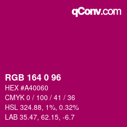 Color code: RGB 164 0 96 | qconv.com