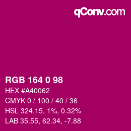 Color code: RGB 164 0 98 | qconv.com