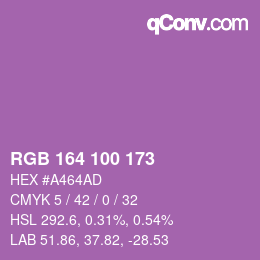 Color code: RGB 164 100 173 | qconv.com