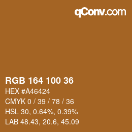 Color code: RGB 164 100 36 | qconv.com