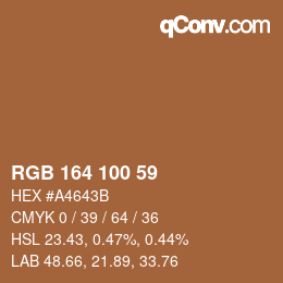 Color code: RGB 164 100 59 | qconv.com