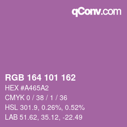 Color code: RGB 164 101 162 | qconv.com