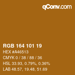 Color code: RGB 164 101 19 | qconv.com