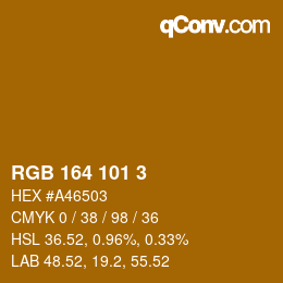 Color code: RGB 164 101 3 | qconv.com